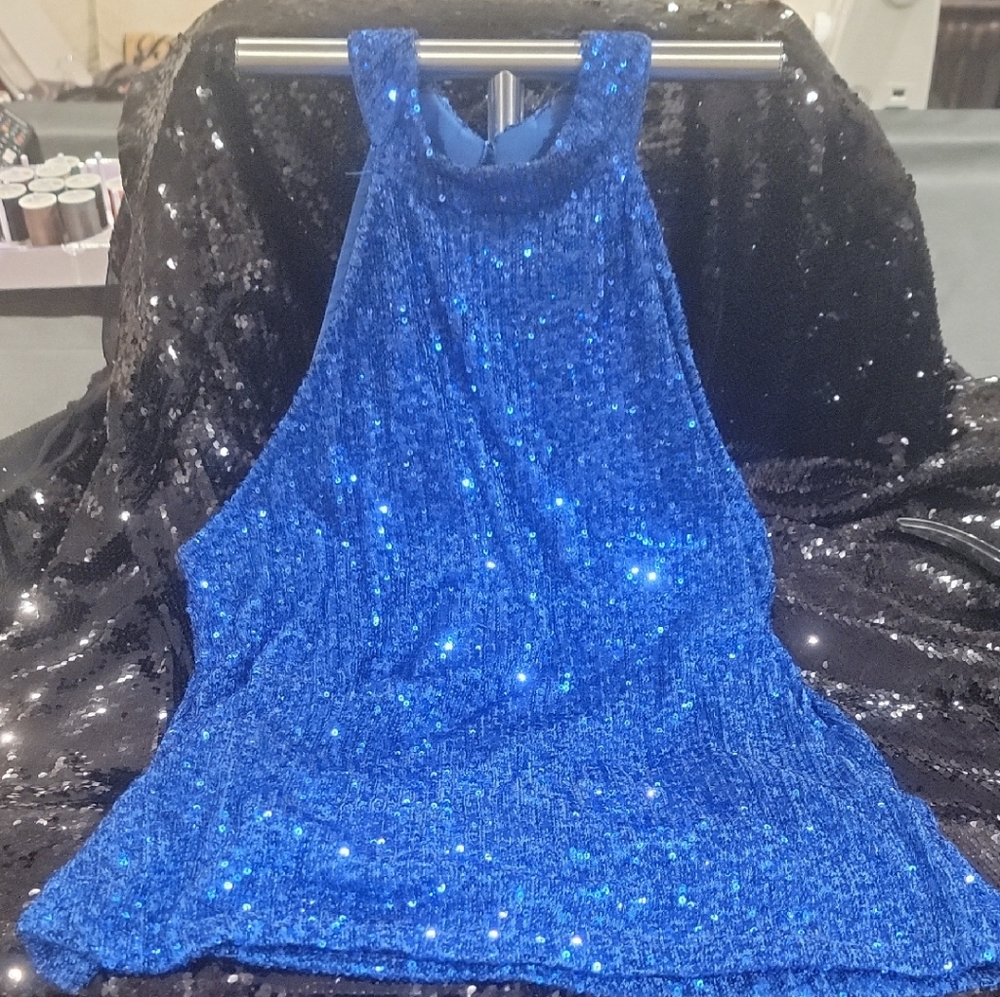 Cable & Gauge Blue Sequin Blouse